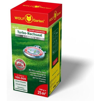 Wolf-Garten, Graines, Turbo-Nachsaat Schattenrasen LR-S 25 (Graines de gazon) - Publicité Wolf-Garten, Graines, Turbo-Nachsaat Schattenrasen LR-S 25 (Graines de gazon) - Publicité