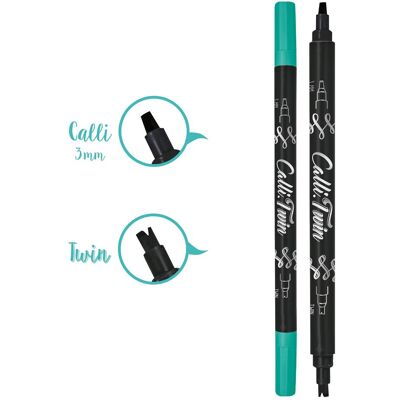 Online, Stylo, Callibrush Pen TWIN 3mm 18604/6 Turquoise - Publicité Online, Stylo, Callibrush Pen TWIN 3mm 18604/6 Turquoise - Publicité