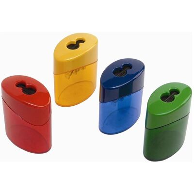 Linex, Taille-crayons, Taille-crayon ovale 2 ouvertures couleurs assorties - Publicité Linex, Taille-crayons, Taille-crayon ovale 2 ouvertures couleurs assorties - Publicité