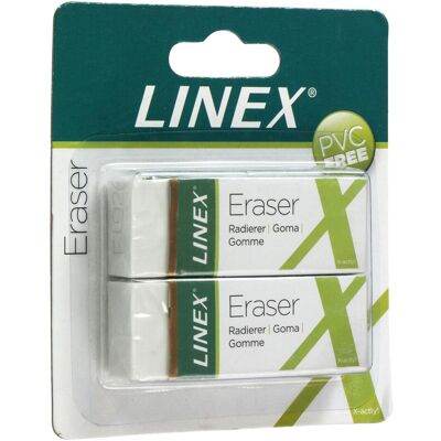 Linex, Gomme + correcteur, Gomme blanche 2 pièces - Publicité Linex, Gomme + correcteur, Gomme blanche 2 pièces - Publicité
