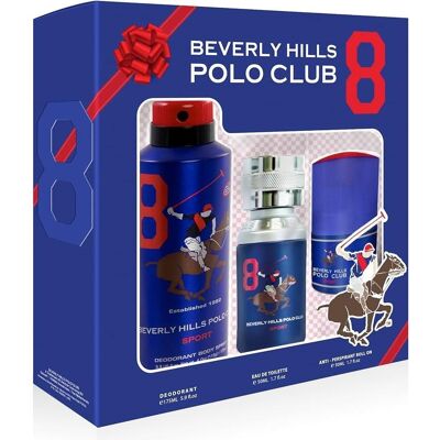 Beverly Hills Polo Club, Set cadeau beauté, 1982 - Sport 8 Eau De Toilette + Anti-Transpirant Déodorant Spray + Déodorant Roll-On Pour Homme (Coffret de parfum, Set soin du corps) - Publicité Beverly Hills Polo Club, Set cadeau beauté, 1982 - Sport 8 Eau De Toilette + Anti-Transpirant Déodorant Spray + Déodorant Roll-On Pour Homme (Coffret de parfum, Set soin du corps) - Publicité