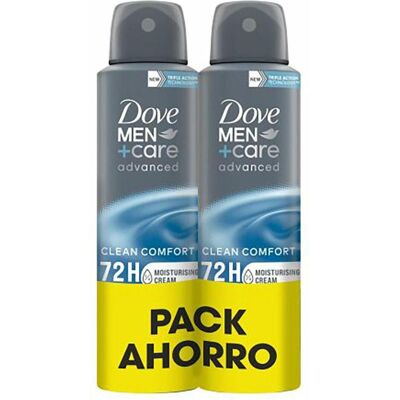 Dove, Déodorant, Men Clean Comfort Déodorant Pack de 2 150g (Spray, 150 ml) - Publicité Dove, Déodorant, Men Clean Comfort Déodorant Pack de 2 150g (Spray, 150 ml) - Publicité