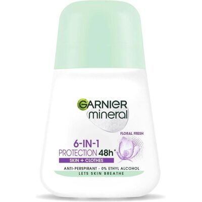 Garnier Mineral 6-en-1 Protection Floral Fraîche Déodorant Roll-on - Antiperspirant - Publicité Garnier Mineral 6-en-1 Protection Floral Fraîche Déodorant Roll-on - Antiperspirant - Publicité