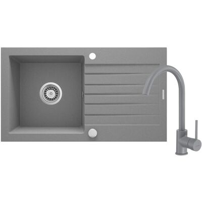 Évier en granit gris Deante - 76x44cm, 1 compartiment, réversible - Publicité Évier en granit gris Deante - 76x44cm, 1 compartiment, réversible - Publicité