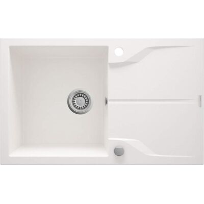Évier en granit blanc 78 x 49 cm avec égouttoir - Deante ZQNA113 - Publicité Évier en granit blanc 78 x 49 cm avec égouttoir - Deante ZQNA113 - Publicité