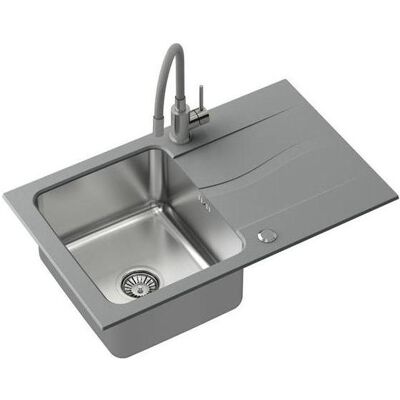 Steiner, Évier, MICHAEL 111 Fusion gris 780 * 480 avec siphon manuel complet avec Maggie tap - Publicité Steiner, Évier, MICHAEL 111 Fusion gris 780 * 480 avec siphon manuel complet avec Maggie tap - Publicité