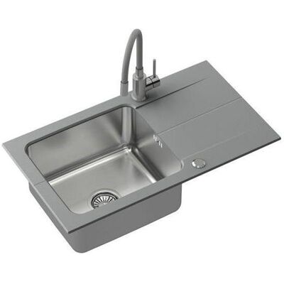 Steiner, Évier, EDWARD 111 Fusion gris 780 * 440 avec siphon manuel complet avec Maggie tap (Evier encastré, 44 cm, 78 cm) - Publicité Steiner, Évier, EDWARD 111 Fusion gris 780 * 440 avec siphon manuel complet avec Maggie tap (Evier encastré, 44 cm, 78 cm) - Publicité