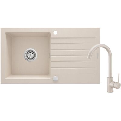 Deante Evier en granit - 1 cuve, Beige, Compact - Évier de Cuisine - Publicité Deante Evier en granit - 1 cuve, Beige, Compact - Évier de Cuisine - Publicité