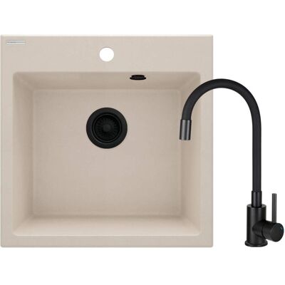Évier en granit beige Deante - 50x50 cm - Évier de cuisine - Publicité Évier en granit beige Deante - 50x50 cm - Évier de cuisine - Publicité