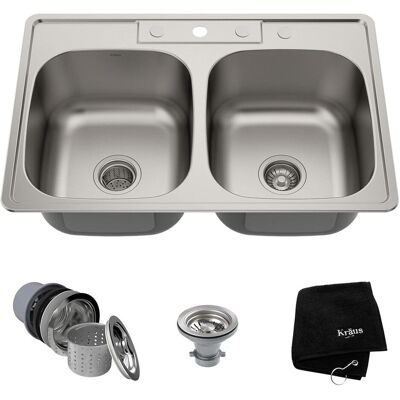 Kraus, Évier, Lavello da Cucina Doppia Vasca a Incasso (Evier encastré, 84 cm) - Publicité Kraus, Évier, Lavello da Cucina Doppia Vasca a Incasso (Evier encastré, 84 cm) - Publicité
