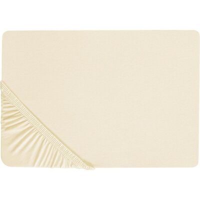 Drap-housse en coton beige Beliani 140 x 200 cm Bordure élastique Style classique pour chambre - Publicité Drap-housse en coton beige Beliani 140 x 200 cm Bordure élastique Style classique pour chambre - Publicité