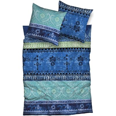Ensemble de Draps Casatex Indi Bleu Water Satine - Style Romantique - Publicité Ensemble de Draps Casatex Indi Bleu Water Satine - Style Romantique - Publicité