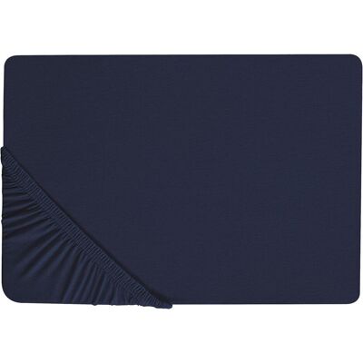 Drap-housse Beliani Bleu Marine Coton - 180x200 cm - Housse de lit - Publicité Drap-housse Beliani Bleu Marine Coton - 180x200 cm - Housse de lit - Publicité