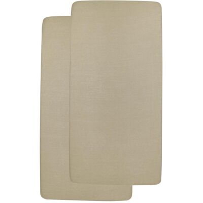 Meyco, Drap housse bébé, jersey draps-housses 2-pack 70x140/150 taupe (140 x 70 cm) - Publicité Meyco, Drap housse bébé, jersey draps-housses 2-pack 70x140/150 taupe (140 x 70 cm) - Publicité