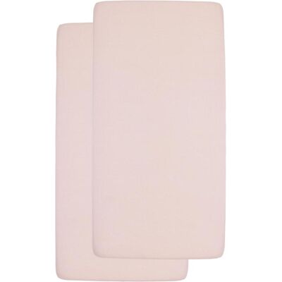 Meyco, Drap housse bébé, jersey draps-housses 2-pack 70x140/150 soft pink (140 x 70 cm) - Publicité Meyco, Drap housse bébé, jersey draps-housses 2-pack 70x140/150 soft pink (140 x 70 cm) - Publicité