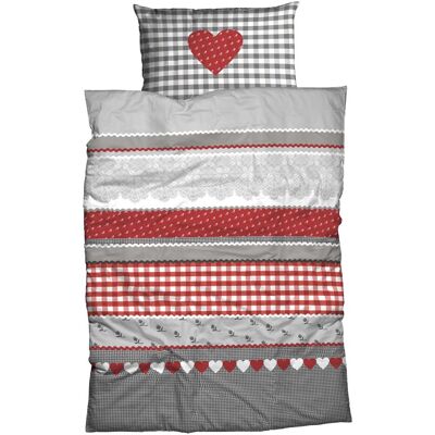 Ensemble de Linge de Lit Gris Herz-Karo CASATEX - Ensemble de 3 pièces - Publicité Ensemble de Linge de Lit Gris Herz-Karo CASATEX - Ensemble de 3 pièces - Publicité
