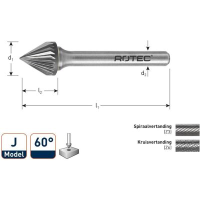 Rotec, Tête de fraisage, 438.1301 4381301 HM-Stiftfrees 12,7 mm model J - Publicité Rotec, Tête de fraisage, 438.1301 4381301 HM-Stiftfrees 12,7 mm model J - Publicité