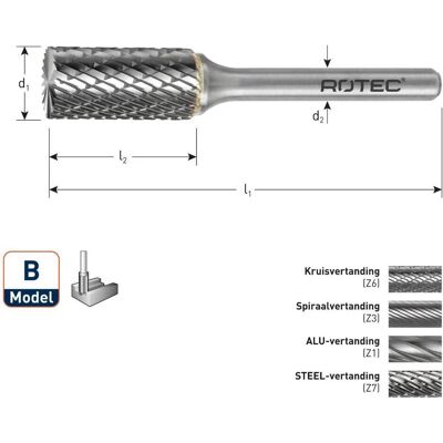 Rotec, Tête de fraisage, 431.0401 4310401 HM-Stiftfrees 4 mm model B - Publicité Rotec, Tête de fraisage, 431.0401 4310401 HM-Stiftfrees 4 mm model B - Publicité