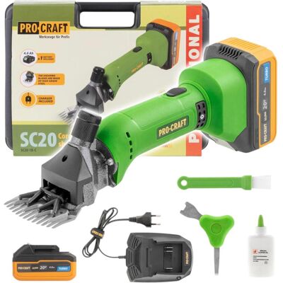 Procraft, Taille-haies, SC20 tondeuse à moutons sans fil 20 V 76 mm + 1x batterie 4,0 Ah + chargeur + coffret (Fonctionnement sur batterie) - Publicité Procraft, Taille-haies, SC20 tondeuse à moutons sans fil 20 V 76 mm + 1x batterie 4,0 Ah + chargeur + coffret (Fonctionnement sur batterie) - Publicité