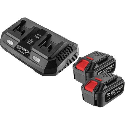 Graphite, Batterie outillage + chargeur, Zestaw Energy+ : 2x accumulateur 4 Ah z ładowarką podwójną 58GE134 (18 V) - Publicité Graphite, Batterie outillage + chargeur, Zestaw Energy+ : 2x accumulateur 4 Ah z ładowarką podwójną 58GE134 (18 V) - Publicité