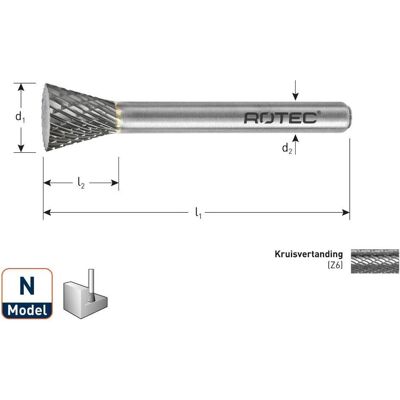 Rotec, Tête de fraisage, 441.1301 4411301 HM-Stiftfrees 12,7 mm model N - Publicité Rotec, Tête de fraisage, 441.1301 4411301 HM-Stiftfrees 12,7 mm model N - Publicité