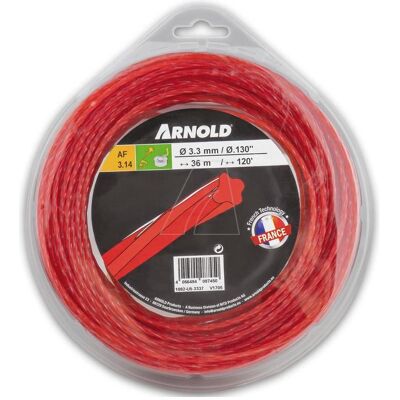 Arnold, Machine de jardinage : accessoires, Fil de coupe, rond, torsadé, rouge, 3,3 mm, 37 m (Herbicide) - Publicité Arnold, Machine de jardinage : accessoires, Fil de coupe, rond, torsadé, rouge, 3,3 mm, 37 m (Herbicide) - Publicité