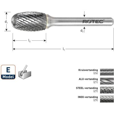 Rotec, Tête de fraisage, 434.0801 4340801 HM-Stiftschneider 8 mm Modell E - Publicité Rotec, Tête de fraisage, 434.0801 4340801 HM-Stiftschneider 8 mm Modell E - Publicité