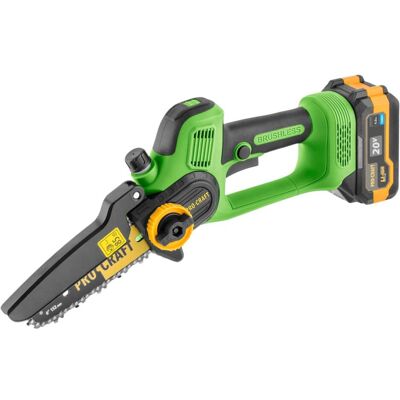 Procraft, Tronçonneuse, PKA35 Scie à chaîne sans fil pour élagage 20 V 152 mm Brushless + 1 batterie 4,0 Ah + (Tronçonneuse à batterie) - Publicité Procraft, Tronçonneuse, PKA35 Scie à chaîne sans fil pour élagage 20 V 152 mm Brushless + 1 batterie 4,0 Ah + (Tronçonneuse à batterie) - Publicité