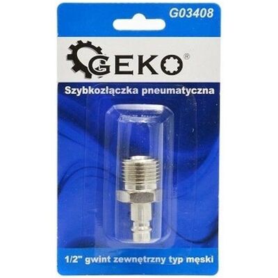 GEKO, Outils pneumatiques : accessoires, Attache rapide pneumatique avec filetage extérieur 1/2 - Publicité GEKO, Outils pneumatiques : accessoires, Attache rapide pneumatique avec filetage extérieur 1/2 - Publicité