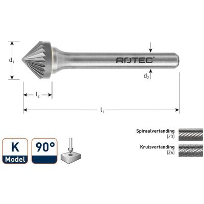 Rotec, Tête de fraisage, 438.0315 4380315 HM-Stiftschneider 3 mm Modell K - Publicité Rotec, Tête de fraisage, 438.0315 4380315 HM-Stiftschneider 3 mm Modell K - Publicité