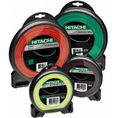 Hitachi Machine de jardinage : accessoires, Fil de nylon, 63 m (Herbicide, Fil de coupe + bobine de fil) - Publicité Hitachi Machine de jardinage : accessoires, Fil de nylon, 63 m (Herbicide, Fil de coupe + bobine de fil) - Publicité