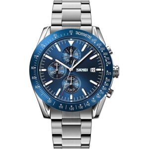 Skmei, Montre, 9253SIBU Herrenuhr + BOX, Bleu, Rouge, Argent, (Chronographe, Montre analogique, 45 mm) - Publicité Skmei, Montre, 9253SIBU Herrenuhr + BOX, Bleu, Rouge, Argent, (Chronographe, Montre analogique, 45 mm) - Publicité