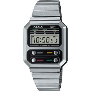 Casio Montre, Vintage, Argent, (Horloge numérique, 33 mm) - Publicité Casio Montre, Vintage, Argent, (Horloge numérique, 33 mm) - Publicité