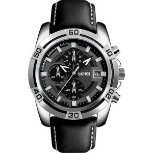 Skmei, Montre, 9156SIBK Herrenuhr + BOX, Noir, Argent, (Chronographe, Montre analogique, 46 mm) - Publicité Skmei, Montre, 9156SIBK Herrenuhr + BOX, Noir, Argent, (Chronographe, Montre analogique, 46 mm) - Publicité