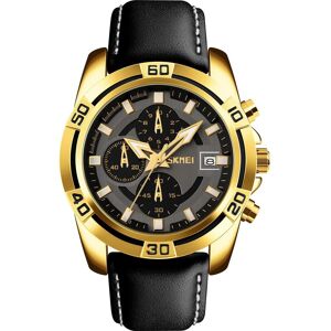 Skmei, Montre, 9156GDBK Herrenuhr + BOX, Or, Noir, (Chronographe, Montre analogique, 46 mm) - Publicité Skmei, Montre, 9156GDBK Herrenuhr + BOX, Or, Noir, (Chronographe, Montre analogique, 46 mm) - Publicité