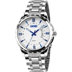 Skmei, Montre, 9069SIBU Herrenuhr + BOX, Bleu, Blanc, Argent, (Montre analogique, 42 mm) - Publicité Skmei, Montre, 9069SIBU Herrenuhr + BOX, Bleu, Blanc, Argent, (Montre analogique, 42 mm) - Publicité