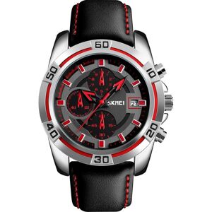 Skmei, Montre, 9156SIRD Herrenuhr + BOX, Rouge, Noir, Argent, (Chronographe, Montre analogique, 46 mm) - Publicité Skmei, Montre, 9156SIRD Herrenuhr + BOX, Rouge, Noir, Argent, (Chronographe, Montre analogique, 46 mm) - Publicité