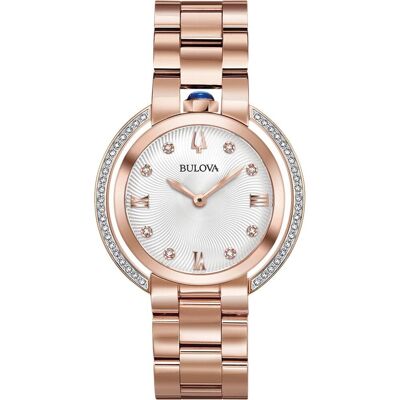 Bulova, Montre, Rubaiyat 98R248 Horloge - Staal - Roskleurig - 35 mm, Argent, (Horloge analogique, 35 mm) - Publicité Bulova, Montre, Rubaiyat 98R248 Horloge - Staal - Roskleurig - 35 mm, Argent, (Horloge analogique, 35 mm) - Publicité