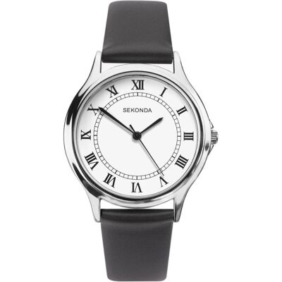Sekonda, Montre, à quartz avec bracelet en cuir pour hommes, Noir, Marron, Argent, (Horloge analogique, 40 mm) - Publicité Sekonda, Montre, à quartz avec bracelet en cuir pour hommes, Noir, Marron, Argent, (Horloge analogique, 40 mm) - Publicité