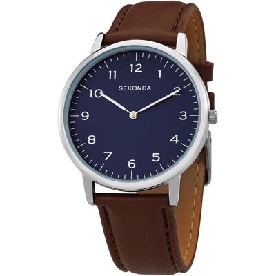 Sekonda, Montre, montre quartz à bracelet en cuir pour hommes, Marron, (Horloge analogique, 40 mm) - Publicité Sekonda, Montre, montre quartz à bracelet en cuir pour hommes, Marron, (Horloge analogique, 40 mm) - Publicité