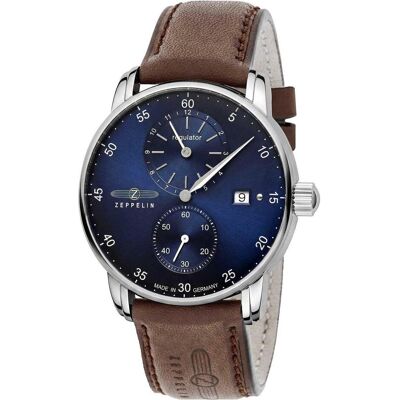 Zeppelin, Montre, New Captains Line, Argent, Bleu, Marron, (Horloge analogique, 43 mm) - Publicité Zeppelin, Montre, New Captains Line, Argent, Bleu, Marron, (Horloge analogique, 43 mm) - Publicité