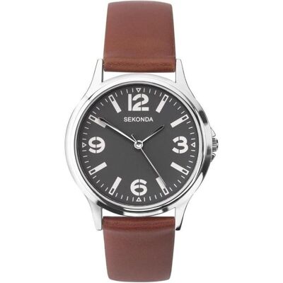 Sekonda, Montre, montre à quartz en cuir pour hommes, Noir, (Horloge analogique, 42 mm) - Publicité Sekonda, Montre, montre à quartz en cuir pour hommes, Noir, (Horloge analogique, 42 mm) - Publicité