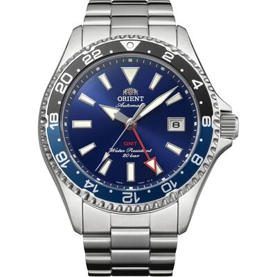 Orient, Montre, Sports Mako GMT - RA-BC0003L, Bleu, Noir, Argent, (Horloge analogique, 42 mm) - Publicité Orient, Montre, Sports Mako GMT - RA-BC0003L, Bleu, Noir, Argent, (Horloge analogique, 42 mm) - Publicité