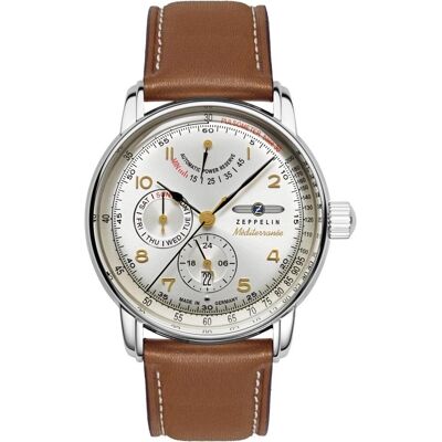 Zeppelin, Montre, Montre Mediterranee 96901 42 mm, Marron, Argent, (Horloge analogique, 42 mm) - Publicité Zeppelin, Montre, Montre Mediterranee 96901 42 mm, Marron, Argent, (Horloge analogique, 42 mm) - Publicité