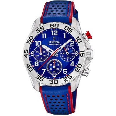 Festina, Montre, Junior, Rouge, Bleu, (Horloge analogique, 37 mm) - Publicité Festina, Montre, Junior, Rouge, Bleu, (Horloge analogique, 37 mm) - Publicité