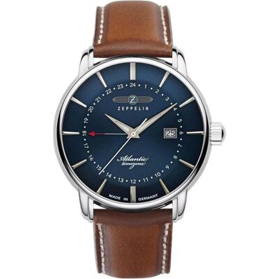 Zeppelin, Montre, Atlantic 8442-3, Bleu, Argent, Marron, (Horloge analogique, 40 mm) - Publicité Zeppelin, Montre, Atlantic 8442-3, Bleu, Argent, Marron, (Horloge analogique, 40 mm) - Publicité