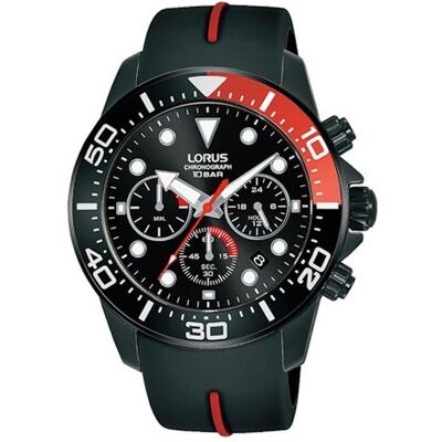Lorus, Montre, Montre pour homme SPORTS (Ø 43 mm), Noir, (Chronographe, Horloge analogique, 43 mm) - Publicité Lorus, Montre, Montre pour homme SPORTS (Ø 43 mm), Noir, (Chronographe, Horloge analogique, 43 mm) - Publicité