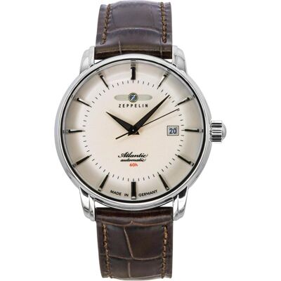 Zeppelin, Montre, Atlantic 84605 Montre automatique, Marron, Blanc, (Horloge analogique, 40 mm) - Publicité Zeppelin, Montre, Atlantic 84605 Montre automatique, Marron, Blanc, (Horloge analogique, 40 mm) - Publicité