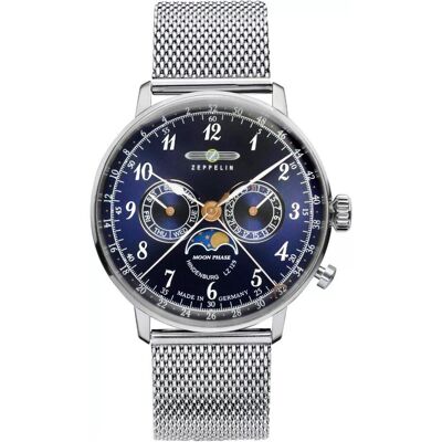 Zeppelin, Montre, LZ129 Hindenburg, Argent, Bleu, (Horloge analogique, 40 mm) - Publicité Zeppelin, Montre, LZ129 Hindenburg, Argent, Bleu, (Horloge analogique, 40 mm) - Publicité