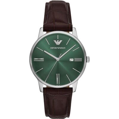 Giorgio Armani Emporio Armani, Montre, Herrenuhr, Vert, Marron, Argent, (Horloge analogique, 39 mm) - Publicité Giorgio Armani Emporio Armani, Montre, Herrenuhr, Vert, Marron, Argent, (Horloge analogique, 39 mm) - Publicité